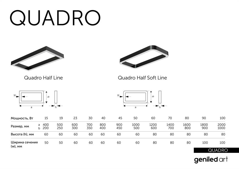 Дизайнерские светильники Quadro Half Soft Line под заказ